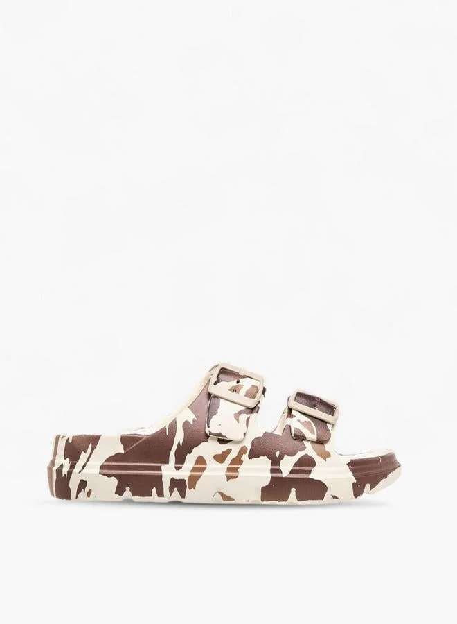 Celeste Women's Animal Print Dual Buckle Slides