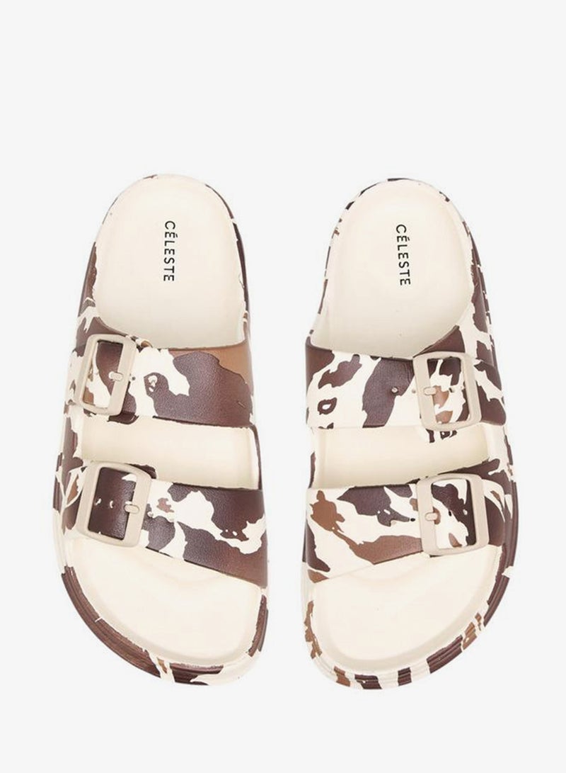 Celeste Women's Animal Print Dual Buckle Slides - Image 2