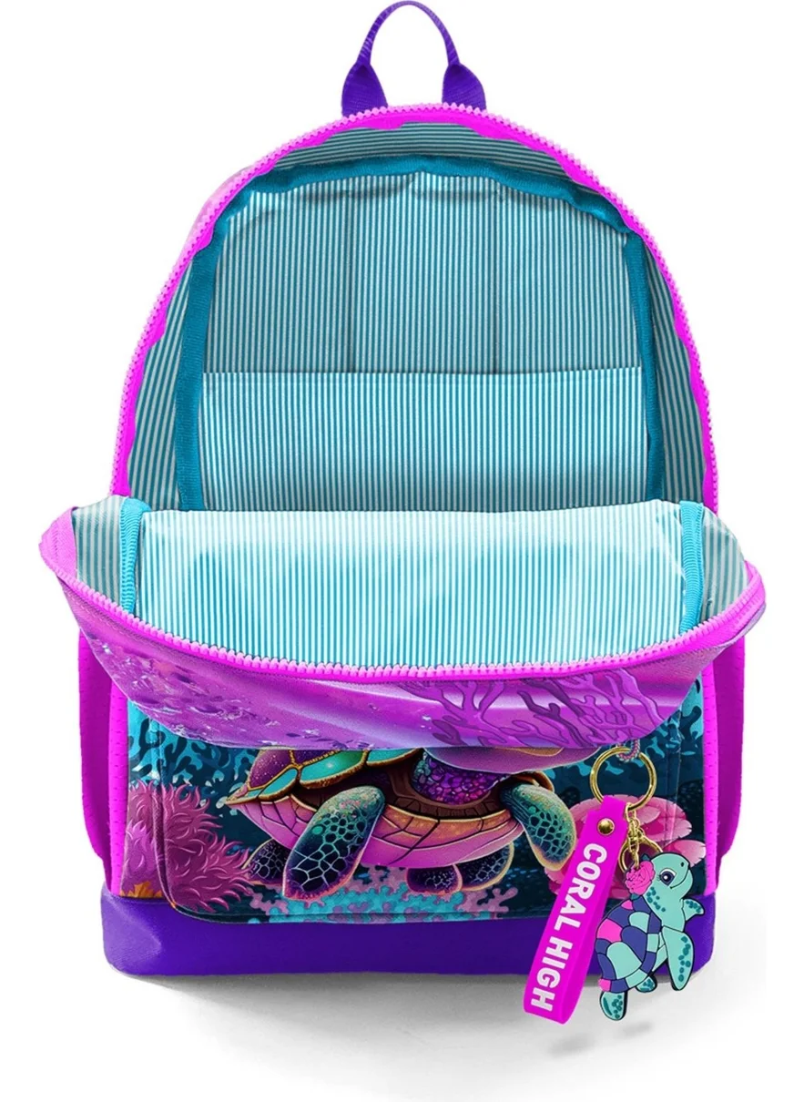 كورال هاي Kids Pink Purple Turquoise Turtle Patterned 3-Piece Bag Set 23756