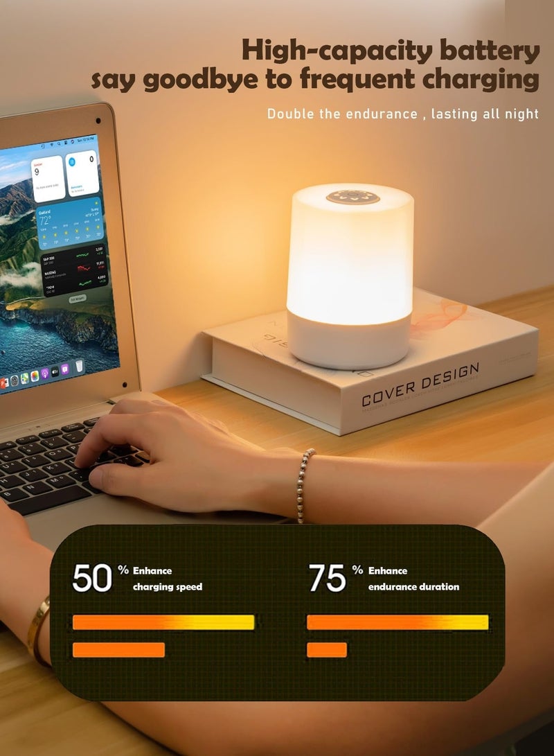 مصباح ليلي يعمل باللمس قابل لإعادة الشحن، مصباح LED قابل للتعتيم بجانب السرير مع جهاز تحكم عن بعد، مصباح حضانة الأطفال، 3 درجات حرارة ألوان، مؤقت، مثالي لغرفة النوم، السكن الجامعي، الرضاعة الليلية - Image 4