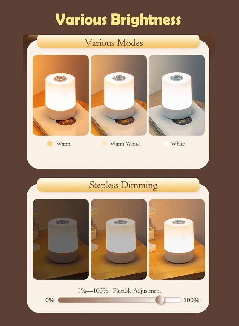 مصباح ليلي يعمل باللمس قابل لإعادة الشحن، مصباح LED قابل للتعتيم بجانب السرير مع جهاز تحكم عن بعد، مصباح حضانة الأطفال، 3 درجات حرارة ألوان، مؤقت، مثالي لغرفة النوم، السكن الجامعي، الرضاعة الليلية - Image 5