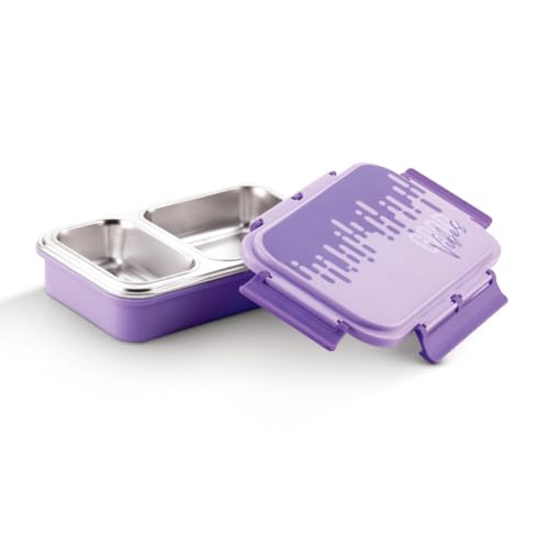WARMEO Brunch Insulated Lunch Box with Two Compartment BPA Free, Food Grade Ideal for School, Picnic, Office & Outdoor - 600ml Purple, Stainless Steel - Image 1