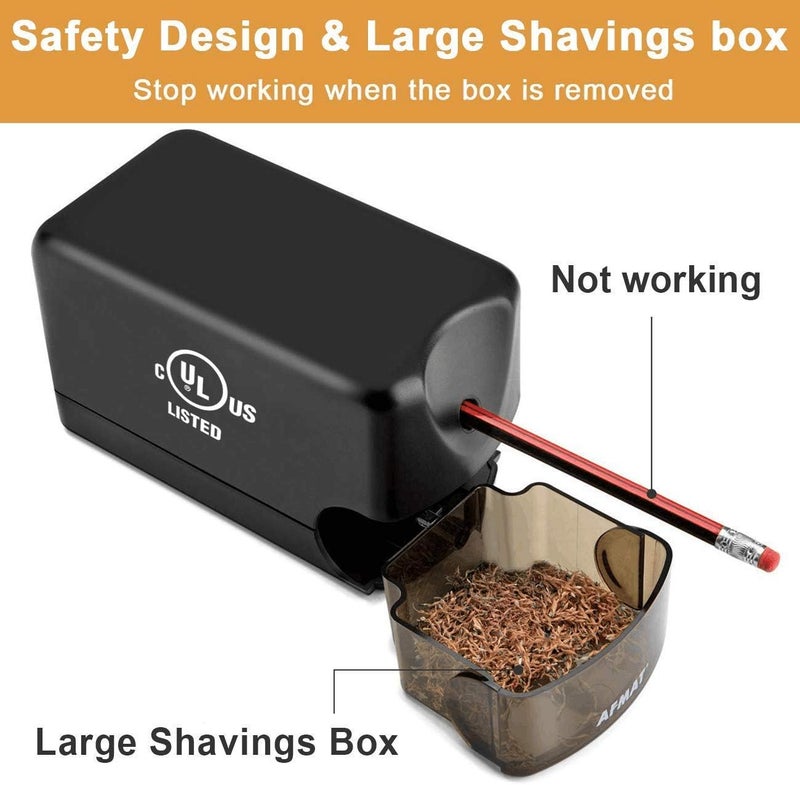 AFMAT Electric Pencil Sharpener, Heavy Duty Pencil Sharpener for Classroom, 6.5-8mm No.2/Colored Pencils, UL Listed, 10,000+ Sharpenings, Electric Pencil Sharpeners for Home, Office, PS13 - Image 5