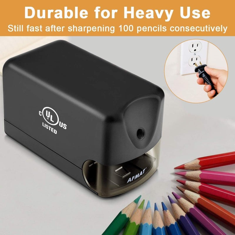 AFMAT Electric Pencil Sharpener, Heavy Duty Pencil Sharpener for Classroom, 6.5-8mm No.2/Colored Pencils, UL Listed, 10,000+ Sharpenings, Electric Pencil Sharpeners for Home, Office, PS13 - Image 3
