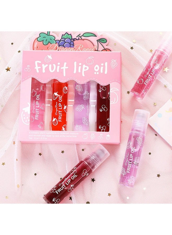Alisesun 4 Pcs Fruit Rollon Lip Gloss Set Clear Lip Gloss Crystal Jelly Liquid Lipstick Plumping Lip Oil Moisturizing Hydrating Nonsticky Nice Gift For Women Girl - Image 5