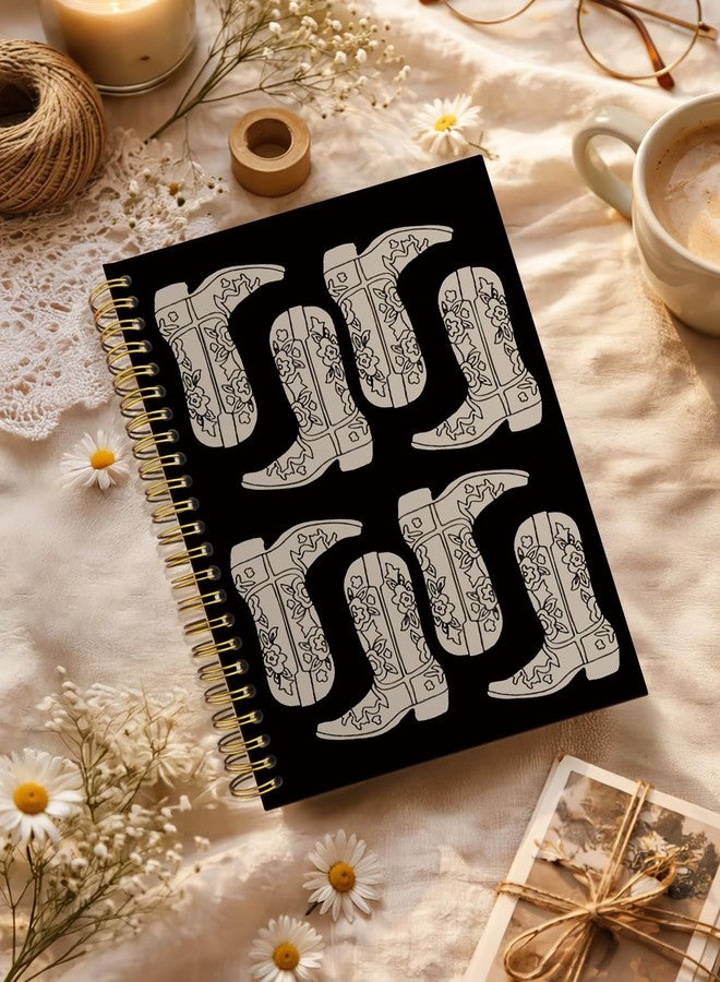 ISANOU دفتر ملاحظات ISANOU بتصميم أحذية رعاة البقر، دفتر حلزوني مُسطّر بتصميم رعاة البقر الكلاسيكي، دفتر ملاحظات مُسطّر، دفتر يوميات للمكتب والمدرسة، 5.5 × 8.3 بوصة، 80 صفحة، هدية مثالية للنساء والفتيات المراهقات - Image 2