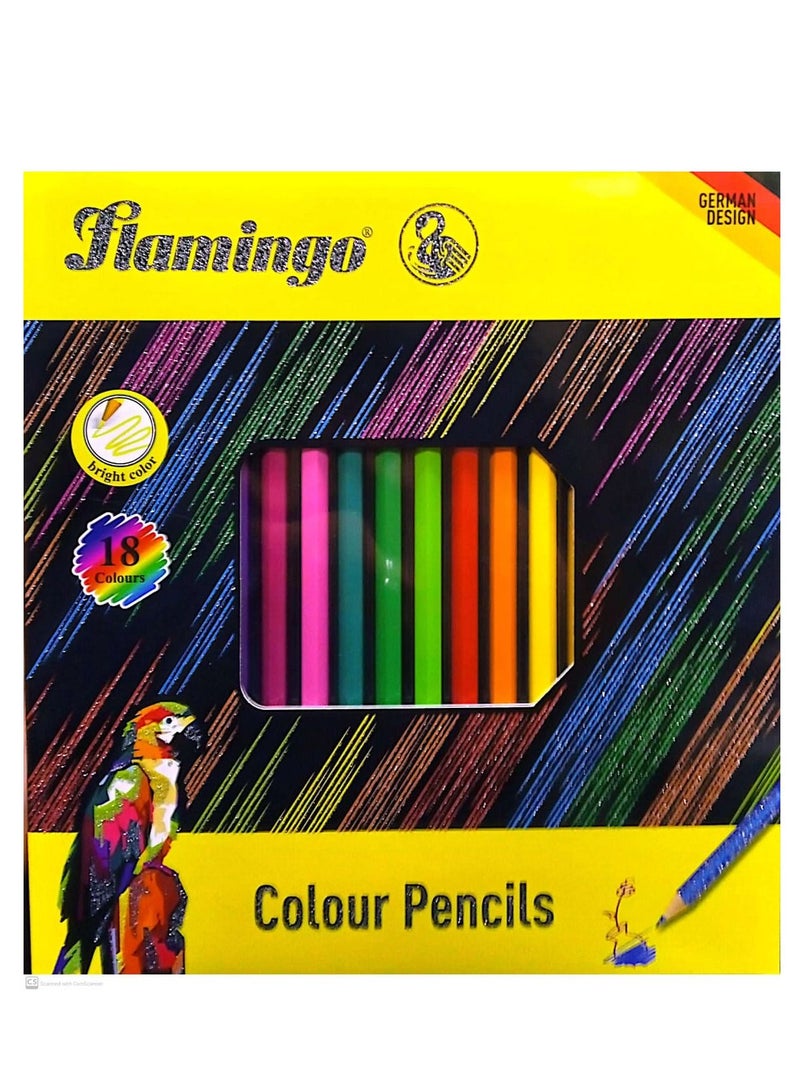 Flamingo Bright Colour Pencils 18 Pieces - Image 1