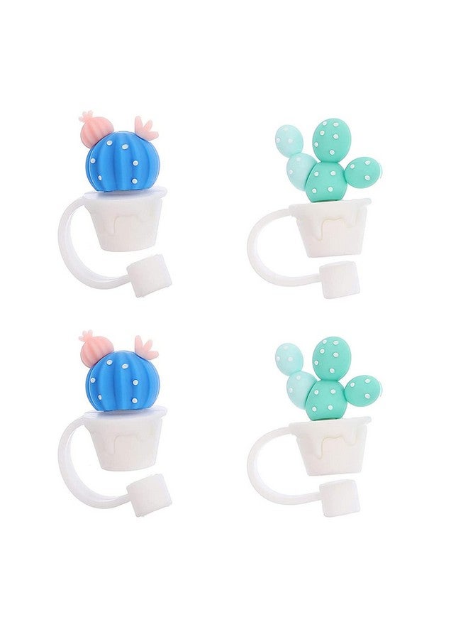 TEONEI Cactus Shape Straw Covers Caps,Straw Tip Covers,Reusable Drinking Straw Tips Lids Straw Toppers Straw Plug for 7-8mm Straws,4PCS - Image 1