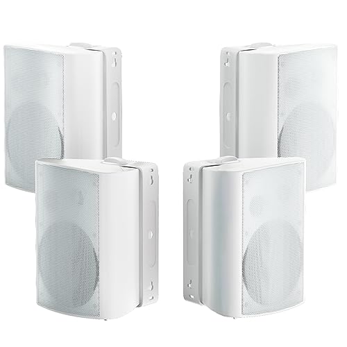 Herdio 800W 6.5 Inch Outdoor Speakers Bluetooth Waterproof Wired with Superior Amplifier, Wall Mounted Sound System, Enhanced Bass & Durable, Mountable Swivel Brackets, for Patio Home (2 Pairs, White) - Image 1