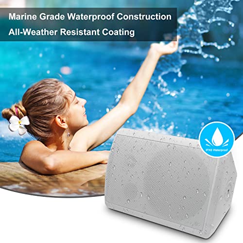 Herdio 800W 6.5 Inch Outdoor Speakers Bluetooth Waterproof Wired with Superior Amplifier, Wall Mounted Sound System, Enhanced Bass & Durable, Mountable Swivel Brackets, for Patio Home (2 Pairs, White) - Image 3