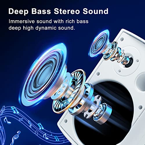 Herdio 800W 6.5 Inch Outdoor Speakers Bluetooth Waterproof Wired with Superior Amplifier, Wall Mounted Sound System, Enhanced Bass & Durable, Mountable Swivel Brackets, for Patio Home (2 Pairs, White) - Image 2