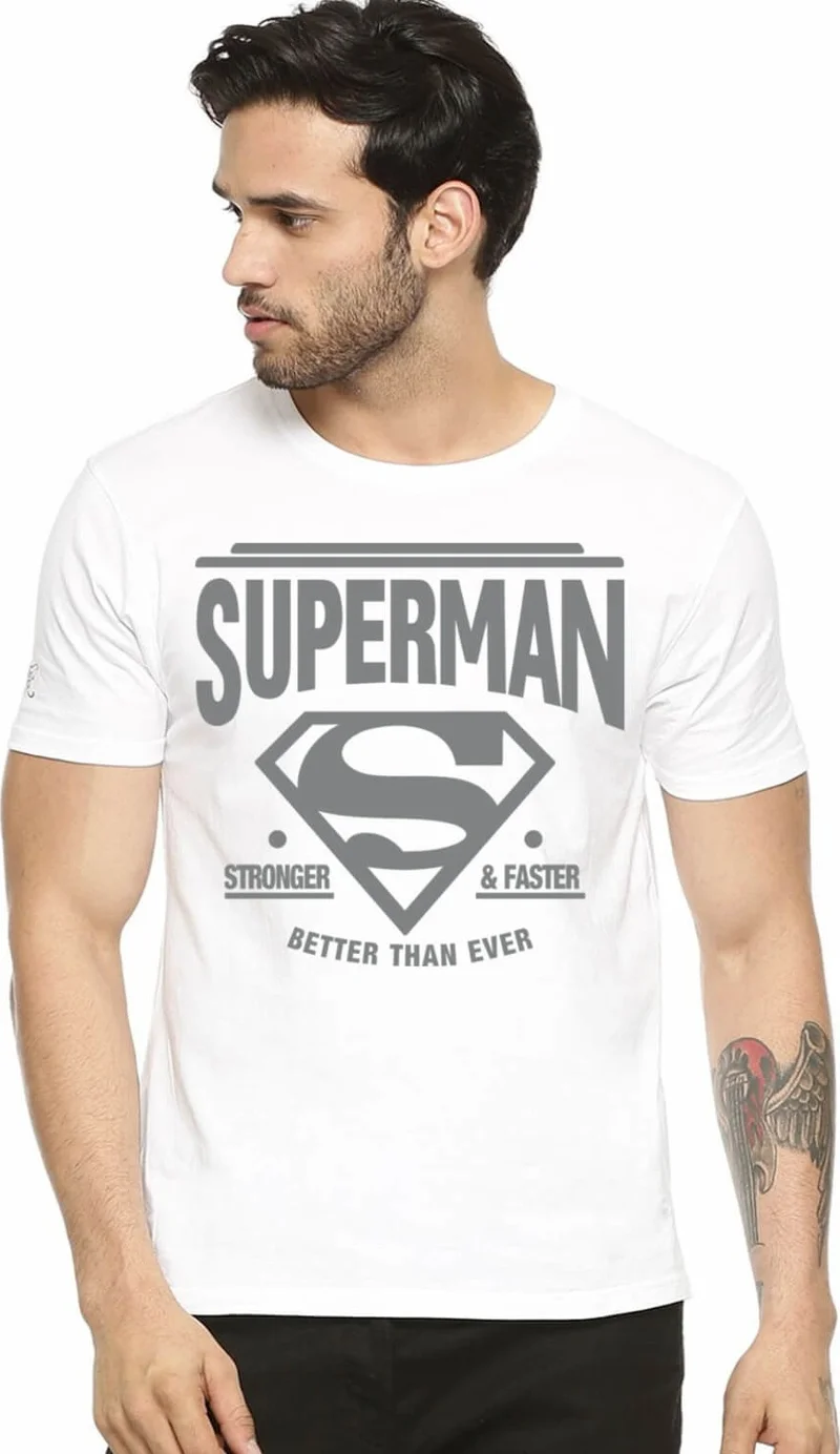 Rock&Roll Superman White Short Sleeve T-Shirt