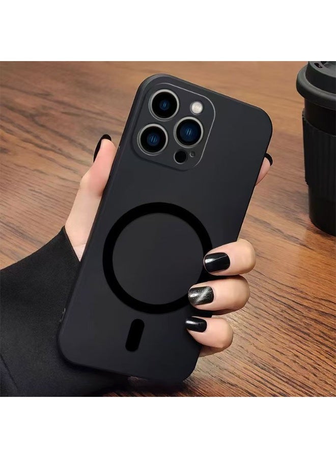 Black Magnetic Phone Case for iPhone 15 Pro Max Shockproof Slim Luxury Minimalist - Image 1