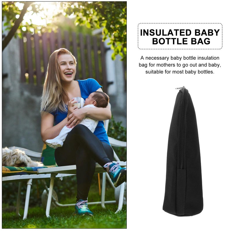 Insulated Baby Feeding Bottle Bag Thermal Cooler with Hanging Strap Black - Image 5