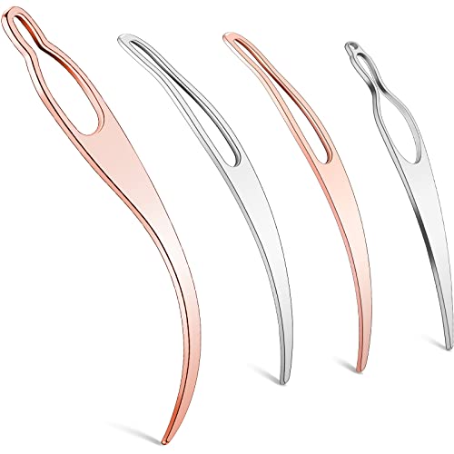 WILLBOND 4 Pieces Sisterlock Retighten Tool Dreadlock Tool for Hair Dreadlock Crochet Needle Loc Crochet Needle for Hair Extensions Styling Loc MaintenanceRose Gold Silver - Image 2