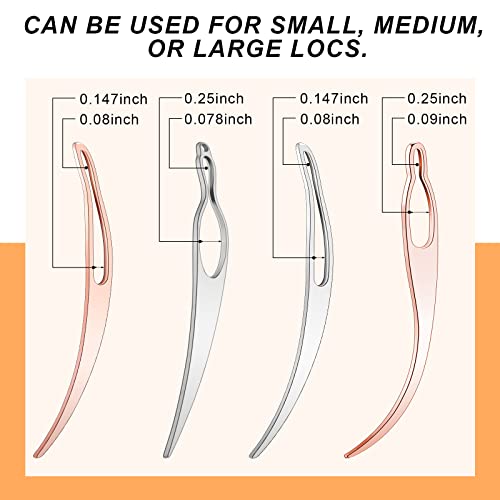 WILLBOND 4 Pieces Sisterlock Retighten Tool Dreadlock Tool for Hair Dreadlock Crochet Needle Loc Crochet Needle for Hair Extensions Styling Loc MaintenanceRose Gold Silver - Image 5