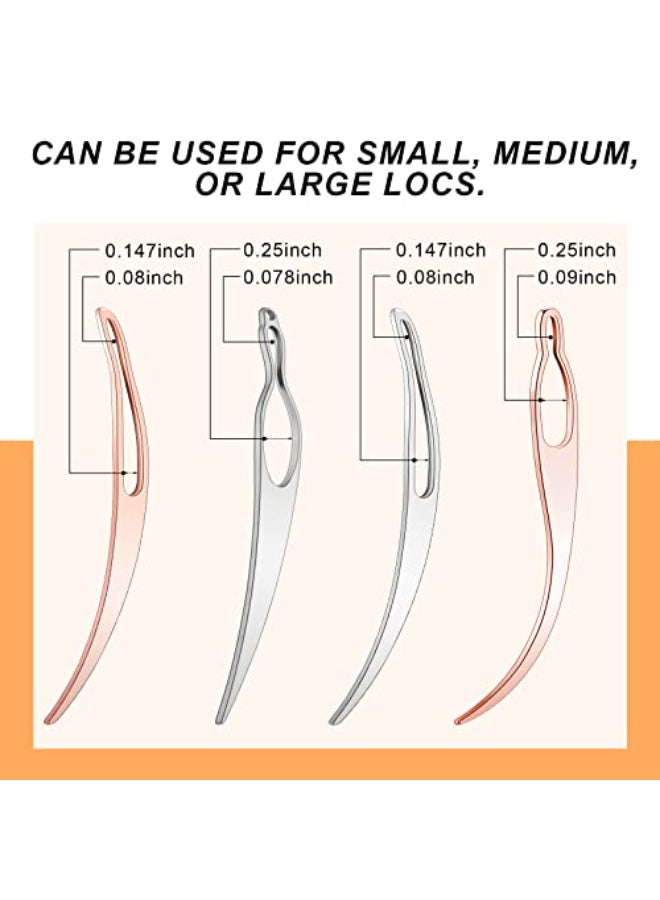 WILLBOND 4 Pieces Sisterlock Retighten Tool Dreadlock Tool for Hair Dreadlock Crochet Needle Loc Crochet Needle for Hair Extensions Styling Loc MaintenanceRose Gold Silver - Image 4