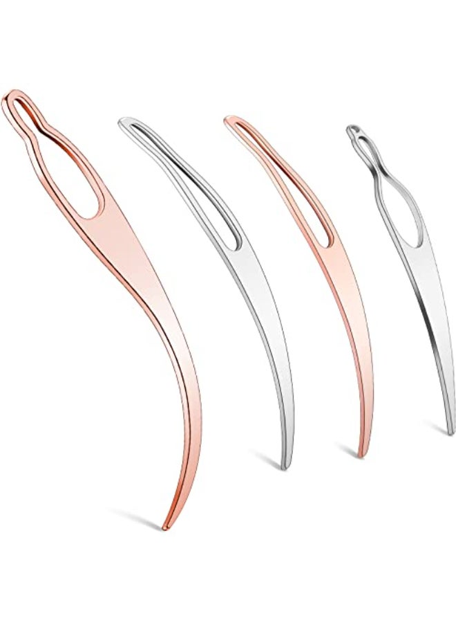 WILLBOND 4 Pieces Sisterlock Retighten Tool Dreadlock Tool for Hair Dreadlock Crochet Needle Loc Crochet Needle for Hair Extensions Styling Loc MaintenanceRose Gold Silver - Image 1