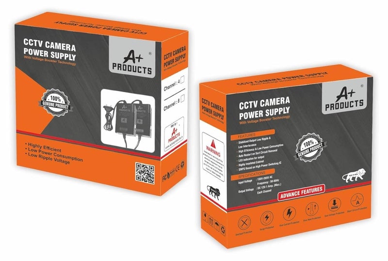 A Plus Products CCTV Camera Power Supply SMPS Adaptor 8 Channel 12V 10 AMP Pack of 1  - Image 1