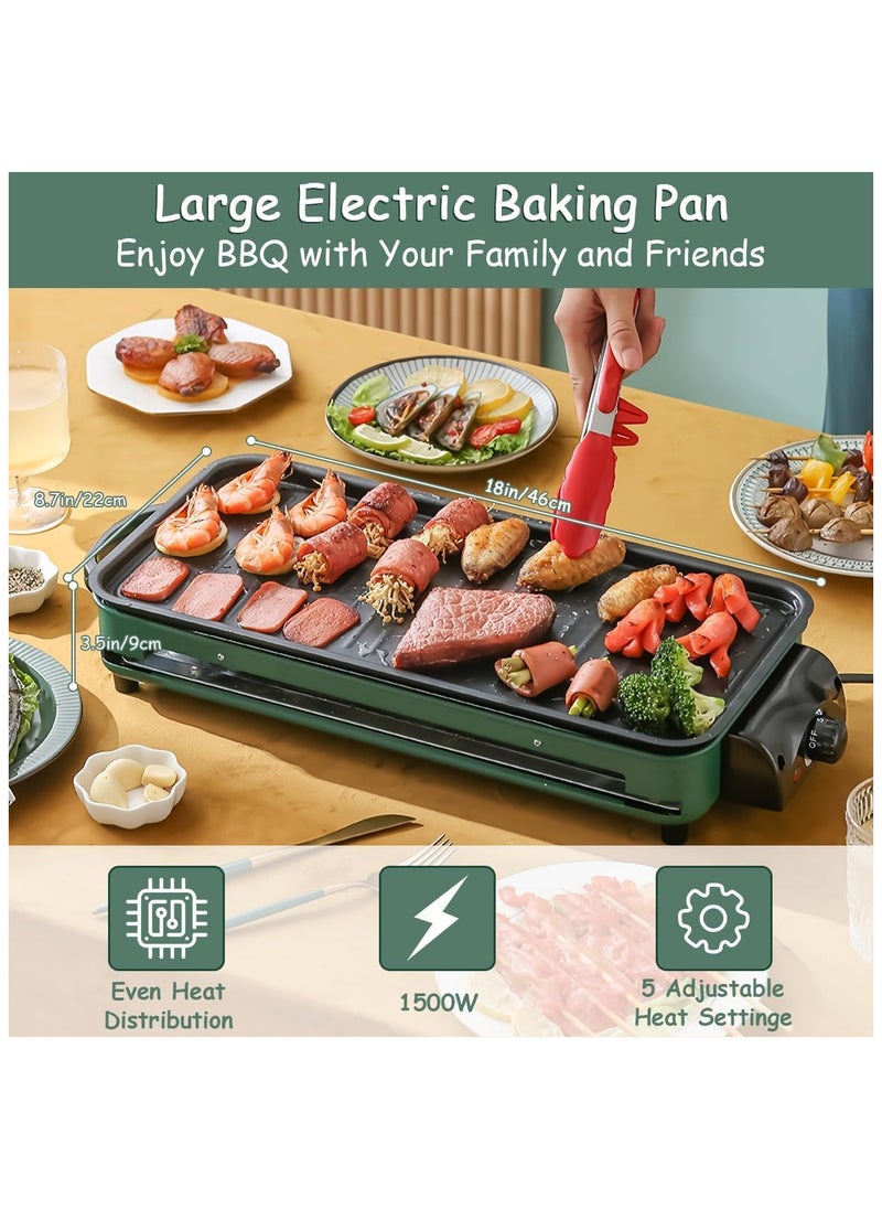 Generic Electric Griddle with Nonstick Cooking Plate, 2-in-1 Indoor Smokeless Grill 1500W Large Skillet Removable Drip Tray, Cool-Touch Handle, Adjustable 5 Level Temp Control  - Image 3