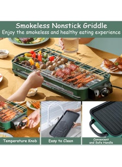 Generic Electric Griddle with Nonstick Cooking Plate, 2-in-1 Indoor Smokeless Grill 1500W Large Skillet Removable Drip Tray, Cool-Touch Handle, Adjustable 5 Level Temp Control  - Image 4