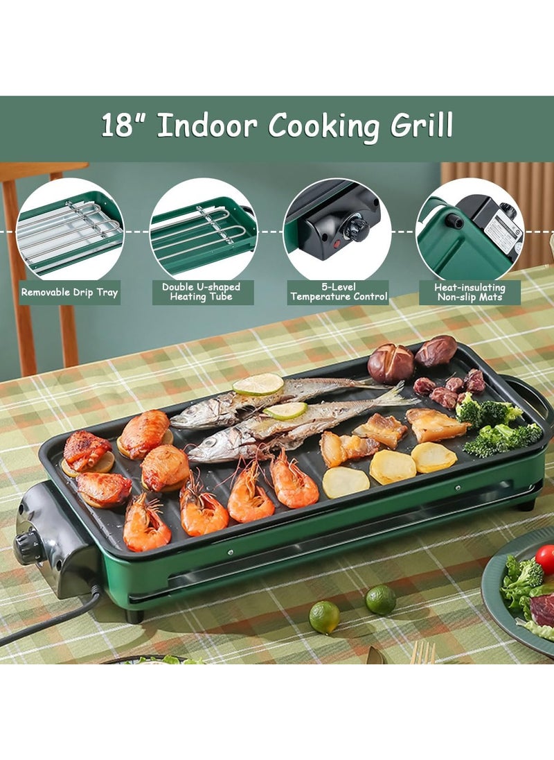 Generic Electric Griddle with Nonstick Cooking Plate, 2-in-1 Indoor Smokeless Grill 1500W Large Skillet Removable Drip Tray, Cool-Touch Handle, Adjustable 5 Level Temp Control  - Image 5