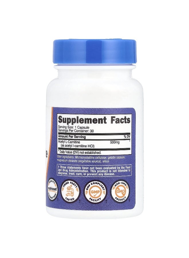 Nutricost نوتريكوست، أسيتيل L-كارنيتين، 500 ملغ، 30 كبسولة - Image 2