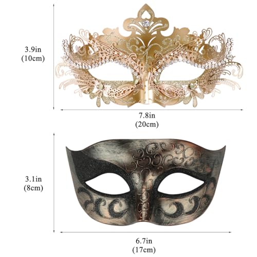 Coddsmz Couple Masquerade Mask Set Venetian Party Mardi Gras Halloween Costume Fancy Dress Mask for Women Men - Image 2