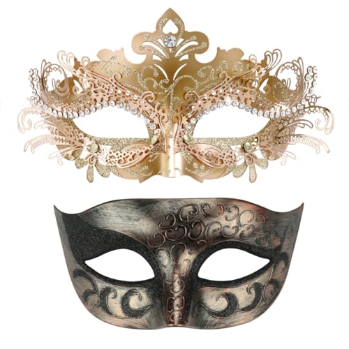 Coddsmz Couple Masquerade Mask Set Venetian Party Mardi Gras Halloween Costume Fancy Dress Mask for Women Men - Image 1