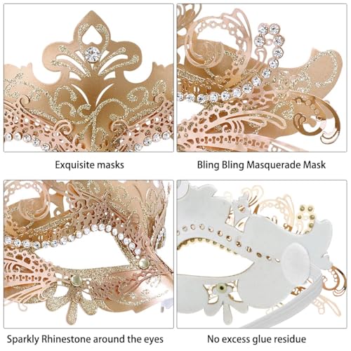 Coddsmz Couple Masquerade Mask Set Venetian Party Mardi Gras Halloween Costume Fancy Dress Mask for Women Men - Image 3