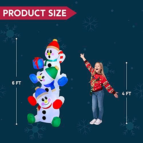 Joiedomi 6 FT Christmas Inflatable Decoration Stacked Snowman with Build-in LEDs Blow Up Inflatables for Xmas Party, Home Indoor Outdoor Christmas Décor Yard Garden Lawn Winter Holiday Supplies Décor - Image 5