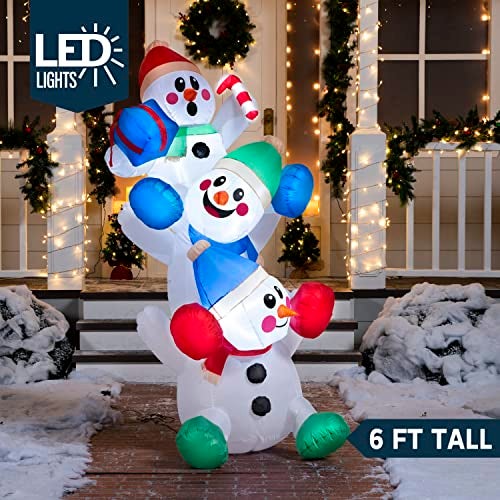 Joiedomi 6 FT Christmas Inflatable Decoration Stacked Snowman with Build-in LEDs Blow Up Inflatables for Xmas Party, Home Indoor Outdoor Christmas Décor Yard Garden Lawn Winter Holiday Supplies Décor - Image 2
