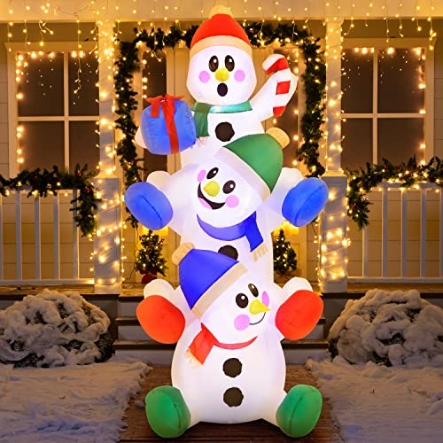 Joiedomi 6 FT Christmas Inflatable Decoration Stacked Snowman with Build-in LEDs Blow Up Inflatables for Xmas Party, Home Indoor Outdoor Christmas Décor Yard Garden Lawn Winter Holiday Supplies Décor - Image 4