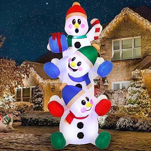 Joiedomi 6 FT Christmas Inflatable Decoration Stacked Snowman with Build-in LEDs Blow Up Inflatables for Xmas Party, Home Indoor Outdoor Christmas Décor Yard Garden Lawn Winter Holiday Supplies Décor - Image 1