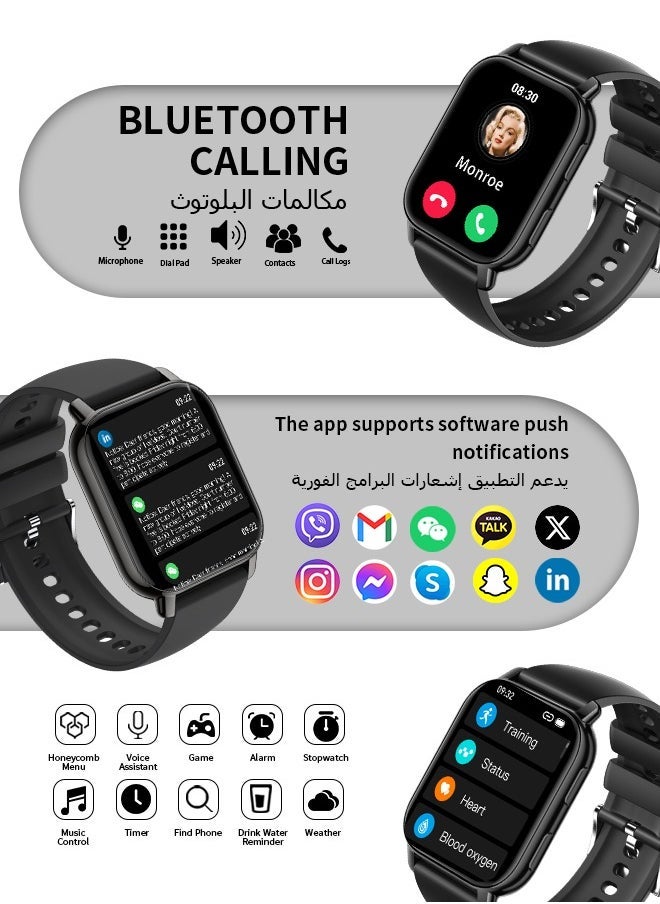 P66 Smart Watch,Business Smartwatch, Waterproof Fitness Watch, Bluetooth Calling,Smart Watch For Men, Zinc Alloy Vacuum Plating, Heart Rate Monitoring,Smart Watch For Women Black - Image 2