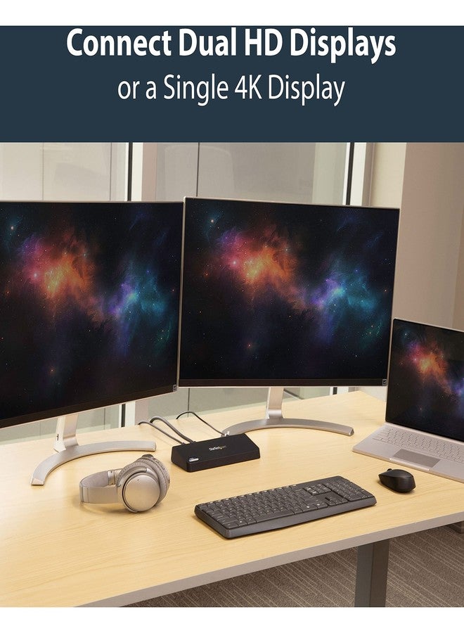 StarTech.com USB 3.0 Docking Station Dual Monitor with HDMI & 4K DisplayPort - USB 3.0 to 4x USB-A, Ethernet, HDMI and DP - USB Type A Universal Laptop Docking Station for Mac & Windows (USB3DOCKHDPC) - Image 4