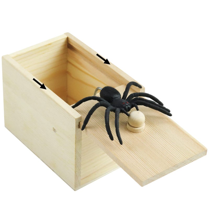 Oiuros Spider Prank Scare Box Handmade Fun Practical Surprise Joke Boxes Hilarious Halloween Spoof Gift Box for Adults Kids - Image 3