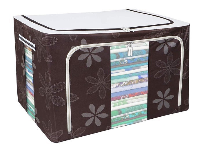 MULTIPURPOSE FOLDABLE STORAGE BOXES FOR CLOTHES WARDROBE ORGANIZERS OXFORD FABRIC BROWN 66 LITER PACK OF 1
