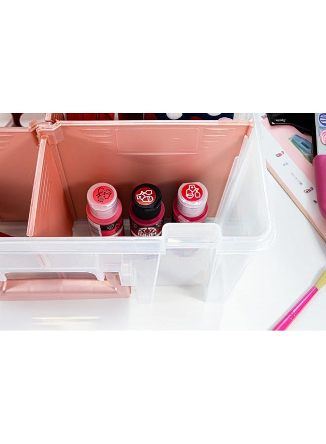 ArtBin 6990RK-AMZ Super Satchel Double Deep Compartment Box - Art Storage with 8 Removable Compartments, Smart Closure for Craft Supplies (Rose Gold - Pack of 3) - Image 5