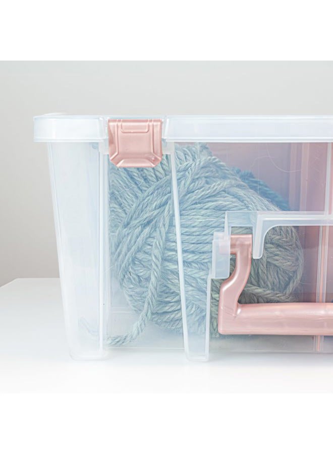 ArtBin 6990RK-AMZ Super Satchel Double Deep Compartment Box - Art Storage with 8 Removable Compartments, Smart Closure for Craft Supplies (Rose Gold - Pack of 3) - Image 4