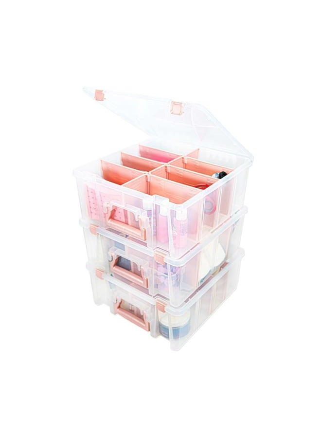 ArtBin 6990RK-AMZ Super Satchel Double Deep Compartment Box - Art Storage with 8 Removable Compartments, Smart Closure for Craft Supplies (Rose Gold - Pack of 3) - Image 1