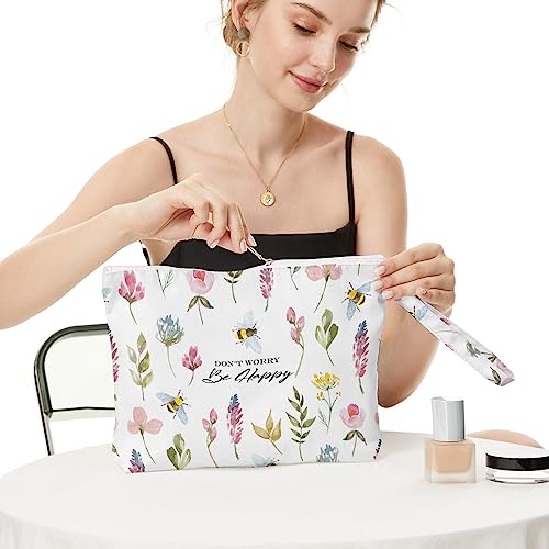 Fokongna Wet Bag Wet Dry Bag Wet Bag For Swimsuit Beach Bag, Don't worry Be Happy Travel Makeup Bag Toiletry Bag Diaper Bag Waterproof Large Capacity for Women Girls Mom Sister Friends Gifts - Image 3