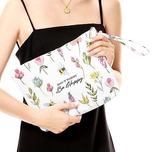 Fokongna Wet Bag Wet Dry Bag Wet Bag For Swimsuit Beach Bag, Don't worry Be Happy Travel Makeup Bag Toiletry Bag Diaper Bag Waterproof Large Capacity for Women Girls Mom Sister Friends Gifts - Image 2