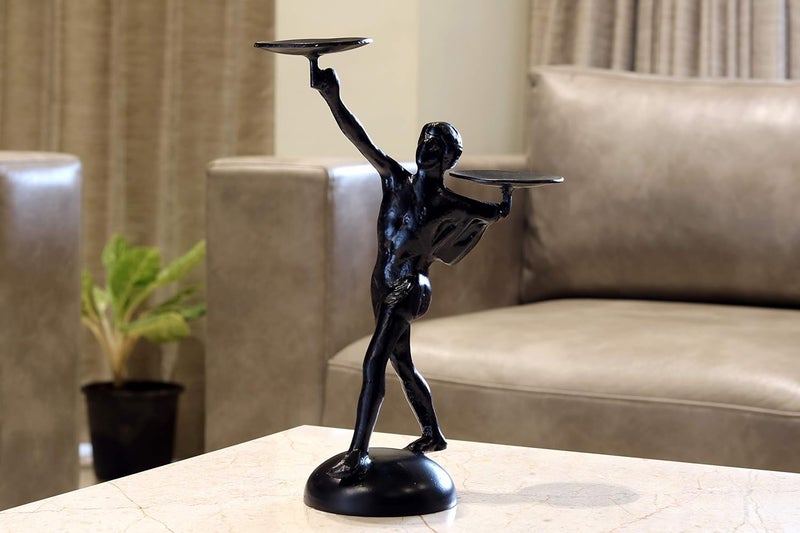Metal Roots Figurine Sculpture Tabletop Candle Holder Black - Image 1