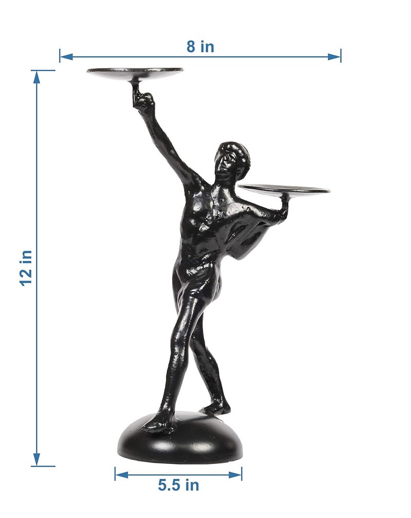 Metal Roots Figurine Sculpture Tabletop Candle Holder Black - Image 5