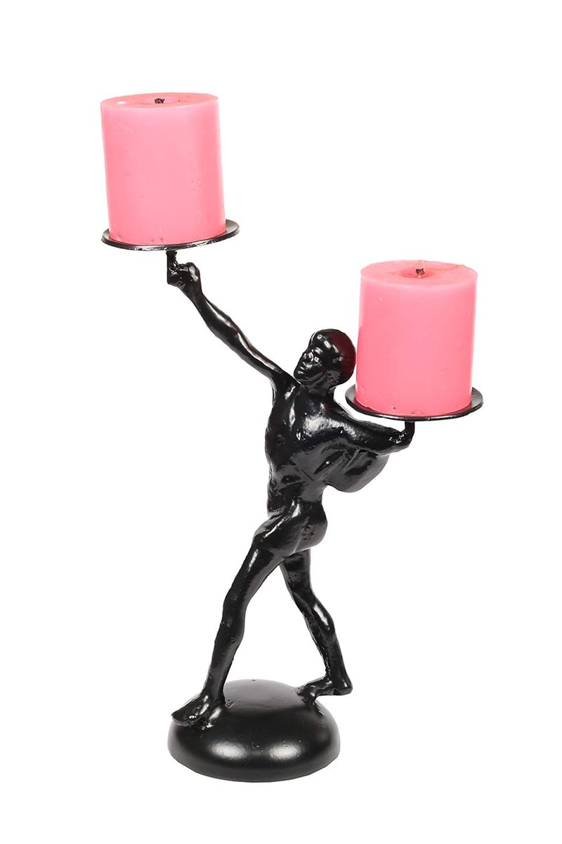 Metal Roots Figurine Sculpture Tabletop Candle Holder Black - Image 2