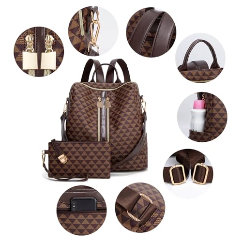 Makes Backpack Purse for Women PU Leather Travel Satchel Handbag Convertible Design Bag with Purse 2 Piece - Image 3