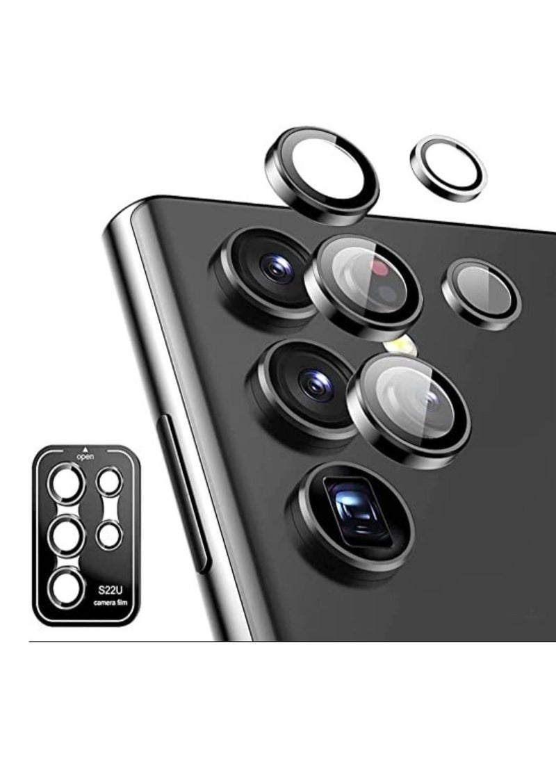 Phone Planet Camera Lens Tempered Glass Protector for Samsung Galaxy S22 Ultra, Aluminum Alloys Scratch Resistant Protector, Compatible with Galaxy S22 Ultra (Black) - Image 1