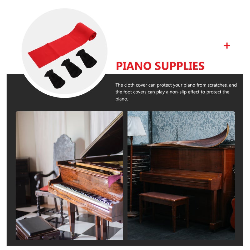 1 Set Piano Universal 2-piece Cover Cloth Piano Non- Foot Covers (Assorted Color) - Image 5