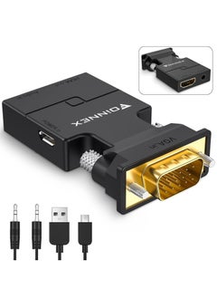 VGA to HDMI Converter with Audio 1080P Output Source for PC TV/Monitor Active Male Female Video Input Connector for Laptop Computer Projector Number of Ports: 4